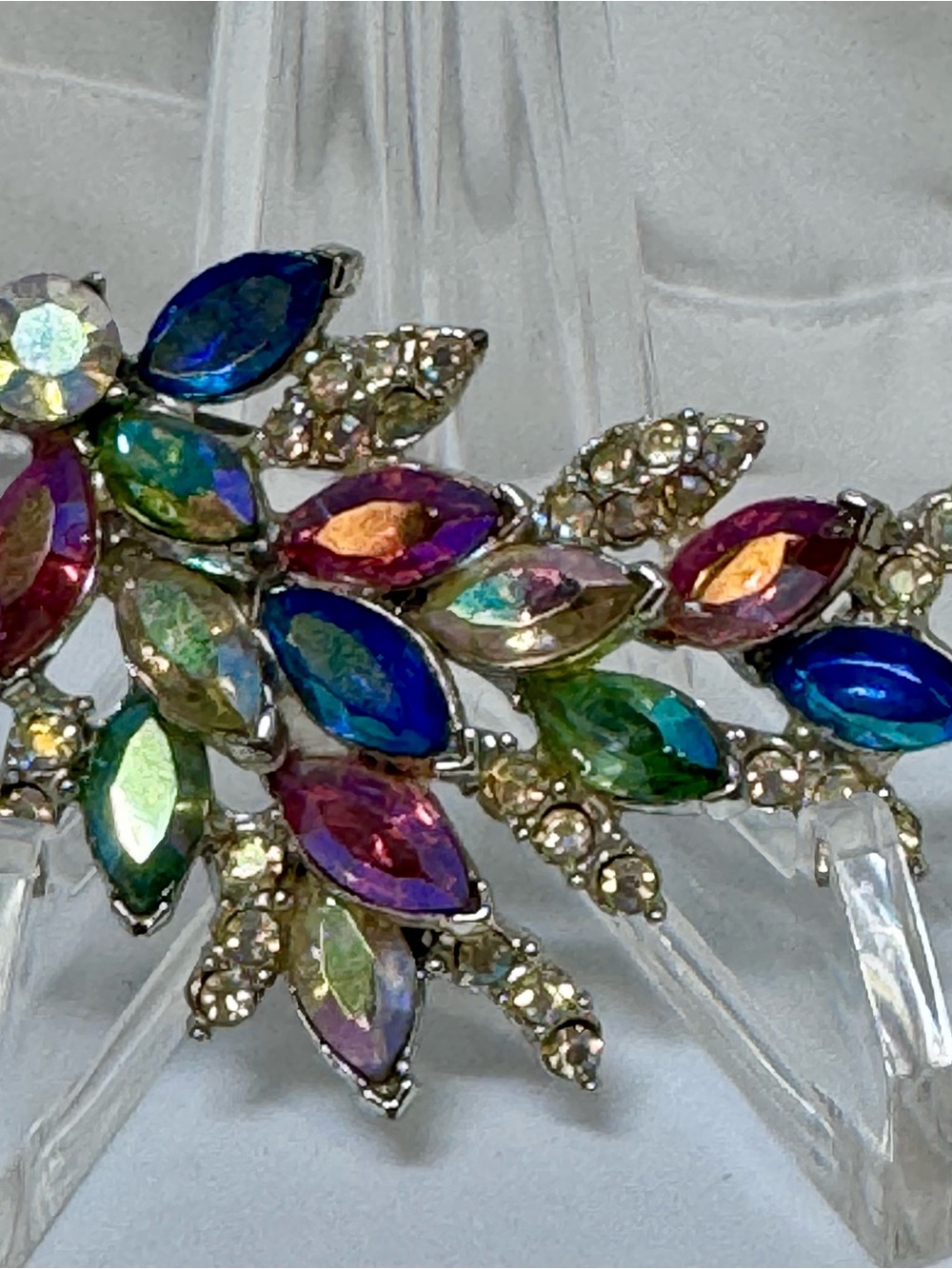 Multicolor Marquise Crystal Brooch - Vibrant Jewel Tones